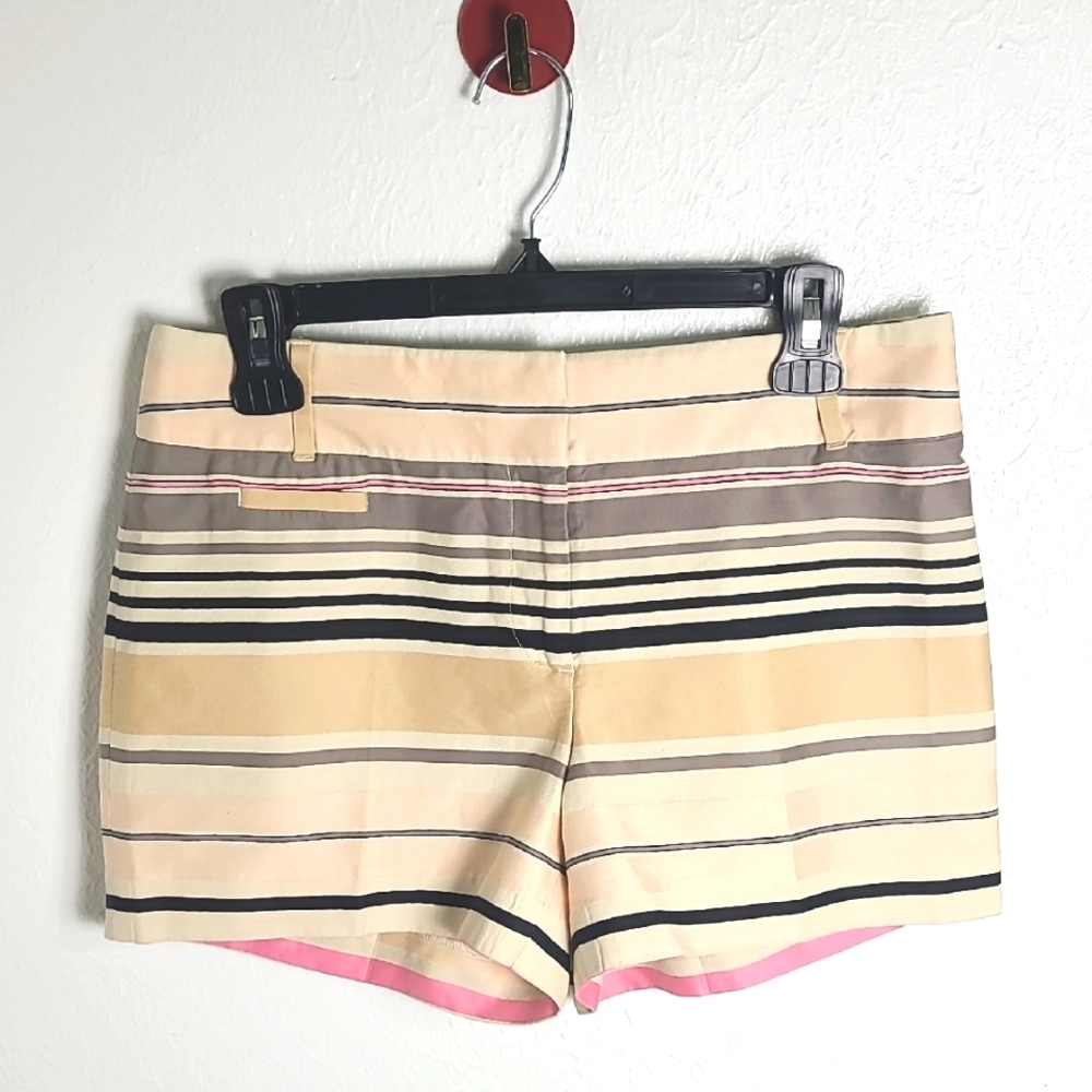 Loft Striped Shorts - Cream, Black, Pink Size 2